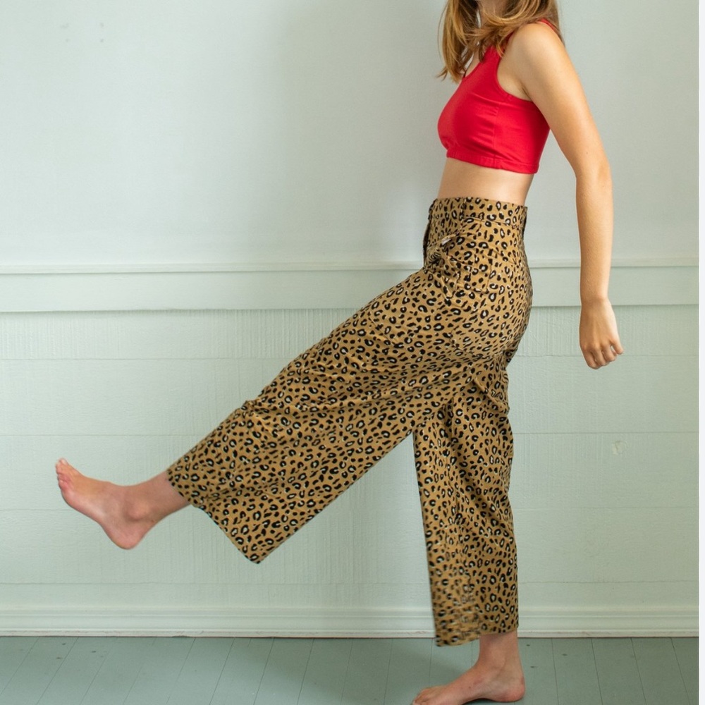 Leopard Print Wide Leg Pants
